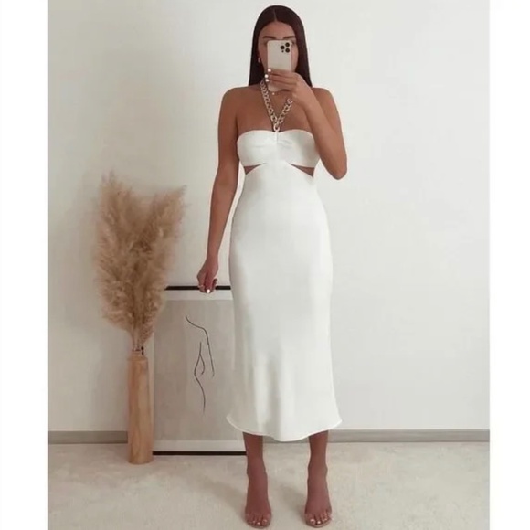 Zara Dresses Zara White Cut Out Chain Dress Poshmark